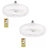 2 Pzs Lámpara Ventilador De Techo Multifunción 3 Velocidades 3 Tonos Con Control Dimmer Foco Led 30 W 