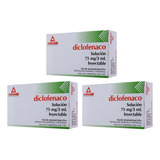 Tres Cajas De Diclofenaco Amsa Solución Inyectable 2 Amps Cu