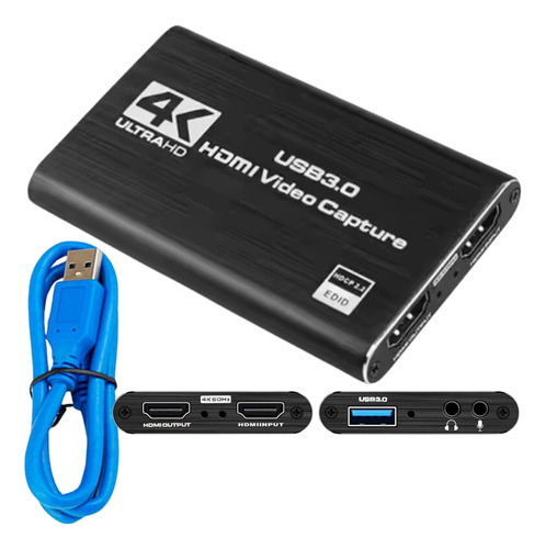 Placa Captura Vídeo 4k Full Hd 1080p 60fps Hdmi P/ Usb 3.0