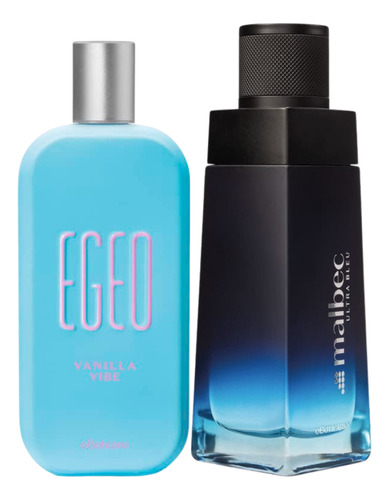 Combo Egeo Vanilla Vibe Colônia 90ml + Malbec Ultra Bleu Colônia 100ml Kit Presente O Boticário Feminino E Masculino Fragrância Exclusiva E Marcante.