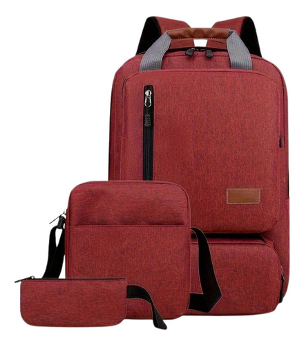 Mochila Notebook Kit 3 Bolsas Bag Usb Impermeável Moderna