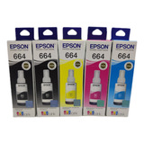 Kit 5 Tintas Epson 664 L475 L495 L555 L565 L575 L1300