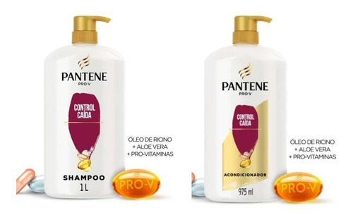 Pantene Shampo 1 Litro + Acondicionador 975ml, Control Caída