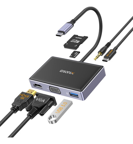 Adaptador Usb C A Hdmi Vga, Adaptador Multipuerto Usb C 7 En