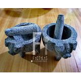 Mini Molcajete Y Mini Metate Hechos De Piedra Volcánica