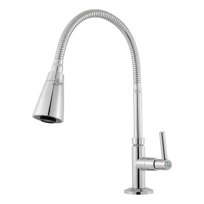 Torneira Gourmet Cozinha Bancada Pia Flexível 2 Jatos Abs Cor Prateado