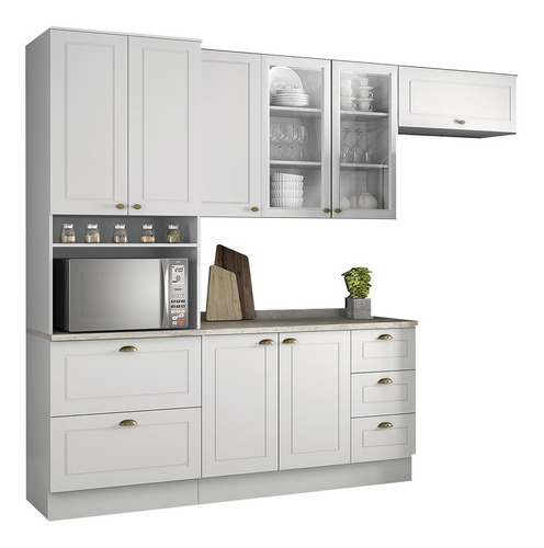 Cozinha Modulada Completa 271cm 5 Peças 8 Portas 5 Gavetas A