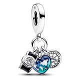 Charm Cámara, Brújula, Corazón Plata 925 Compatible Pandora