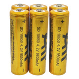 6 Baterias Recarregável 18650 9800mah 4.2v Lanterna Tática
