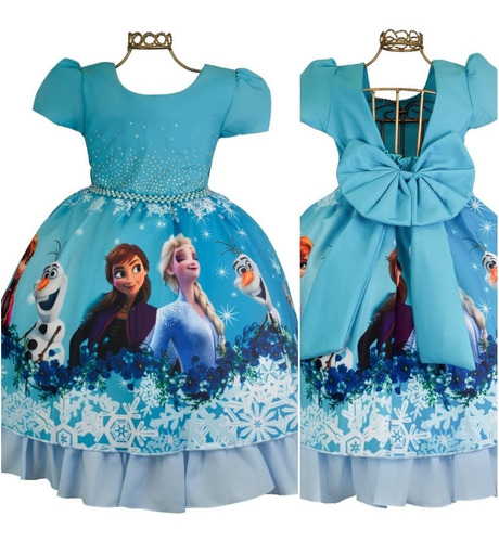 Vestido Infantil Olaf Elsa Ana Frozen Festa Luxo Roupa Tema