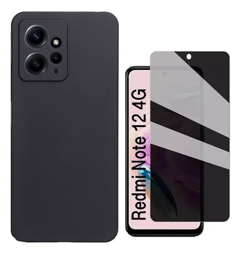 Capa Luxo + Pelicula Privacidade 3d Para Redmi Note 12 4g