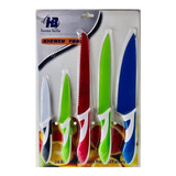 Set De 5 Cuchillos De Cocina En Acero Colores