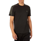 Playera Lacoste Letras Hombros Negro Dorado Th1411-51