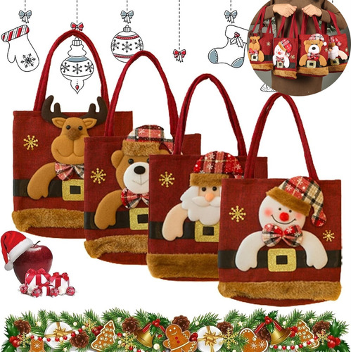 4pc Bolsas De Regalo Para Muñecas Bolsas Regalo Navideñas