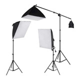 Kit Soft Box Girafa Tripé 3 Softbox 50x70 Iluminação Estudio