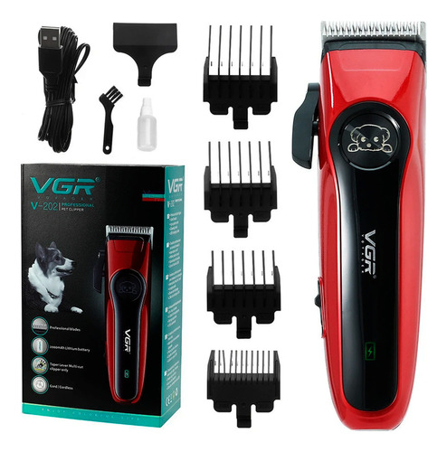 Peladora Corta Pelo Mascota Recargable Vgr V-202 Perro Gato Color Rojo Y Negro