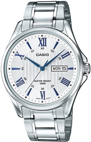 Reloj Casio Hombre Mtp-1384d-7a2 100m Calendario Color De La Malla Plateado Color Del Bisel Plateado Color Del Fondo Plateado