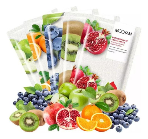 24 Mascarillas Facial Hidratante Antioxidante Frutas Arrugas