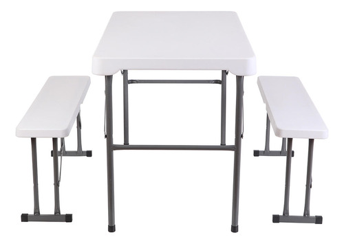 Set Mesa Y Bancos Plegables 113x68.5x73cm Blanca Northwest