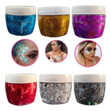 Glitter Gel Strass Party Escamas Maquillaje Artístico X 6 