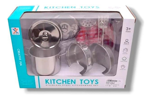 Set Vajilla Cocinita Metal Utensilio Juguete Para Niña Niño