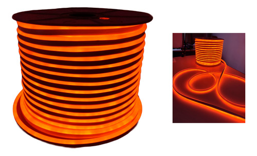 Mangueira Led Neon Laranja 6m 8mmx16mm 2835 Ip65 110/220v