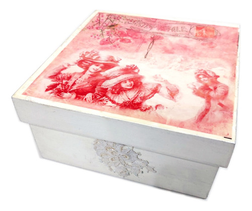 Antigua Caja Madera Te Fibrofacil 15x15x7cm Deco Decoupage