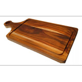 Plato Tabla De Madera Teca Para Cortar Con Mango Pack 25pzas