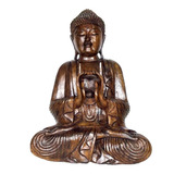 Estátua Buda Decorativo Grande Madeira Decoração - 60cm