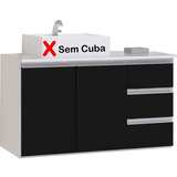 Gabinete Armário Banheiro Prisma 80cm - Sem Cuba Cor Do Móvel Branco-preto