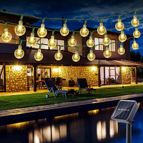 Cordão Varal 100 Leds Bolinha Cristal 12m Luz Solar