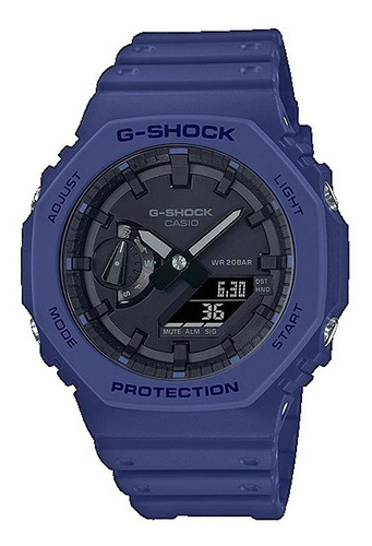 Reloj Casio G-shock Ga-2100-2a Azul Fondo Color Negro