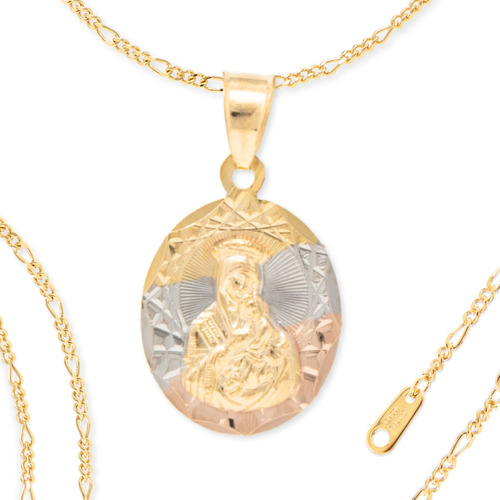 Collar Con Medalla De Virgen Del Socorro En Chapa Oro 22k 