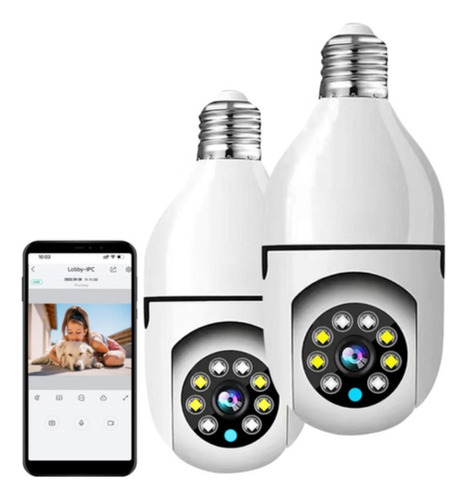 Kit 2 Câmeras Lâmpada  Segurança Visão Noturna 360 Ip Wifi