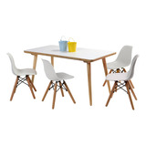 Set De Mesa Rectangular Y 4 Sillas Blancas Eames