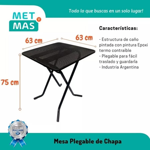 Mesa + 2 Sillas Plegables De Chapa 