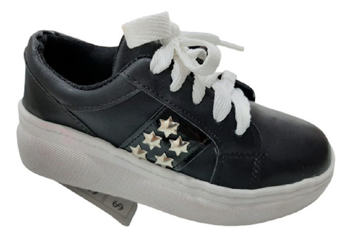 Zapatillas Eco Cuero Liviana Negra Estrellas28/34 (agus 807)