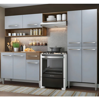 Cocina Integral Emilly Pop 2.30 Metros Marrón Gris | Envío gratis