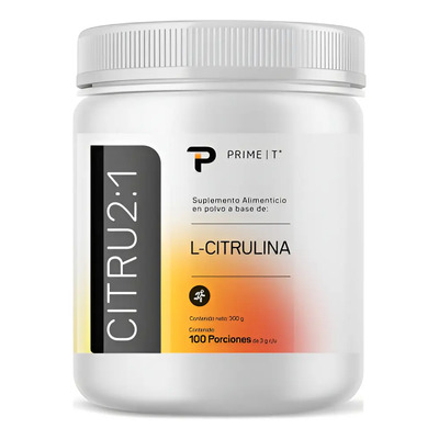 Citrulina Malato Pura En Polvo suplemento Primetech Citru2:1, 300 Gr 100 Porciones Sin Sabor, Mayor Oxigenación Y Resistencia 2 partes de L Citrulina y 1 parte Ácido Málico, la combinación ideal | Envío gratis