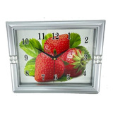 Relógio Prata De Parede Cozinha Sala Grande Morango 29cm