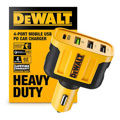 Dewalt Cargador de Carro USB C de 60 W y 4 Puertos Compatible con Iphone 15 - Samsung para Encendedor de Cigarrillos | Meses sin interés