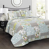 Lush Decor Edredón Roesser Azul | Patchwork Floral Reversibl