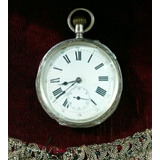 Reloj De Bolsillo Caja De Plata Números Romanos Cod 28304