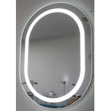 Espelho Jateado Oval 70x50 Com Iluminação Led Touch 