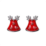 Aretes Plata Ley 925 Campana Roja Navidad | Amor + Estuche