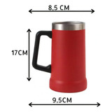 Caneca Térmica 700 Ml Chopp Cerveja Camada Dupla Em Inox Cor Vermelho Linha Premier