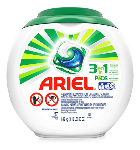 Ariel Power Pods Detergente En Cápsulas 57 Unid