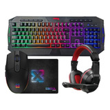 Combo Gamer Teclado Retroiluminado Mouse Pad Auriculares Kit