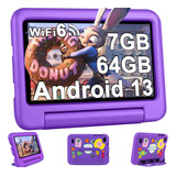 Kids Tablet 7'' Android 13 7+64gb Wifi 6 Bt 5.0 Funda Eva 