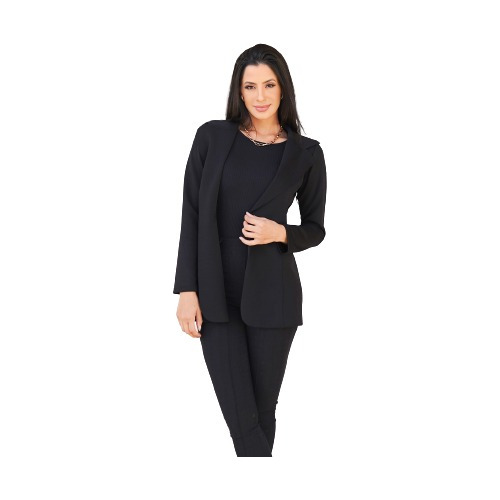 Max Maxi Blazer Feminino Acinturado Sobretudo Longo Neoprene